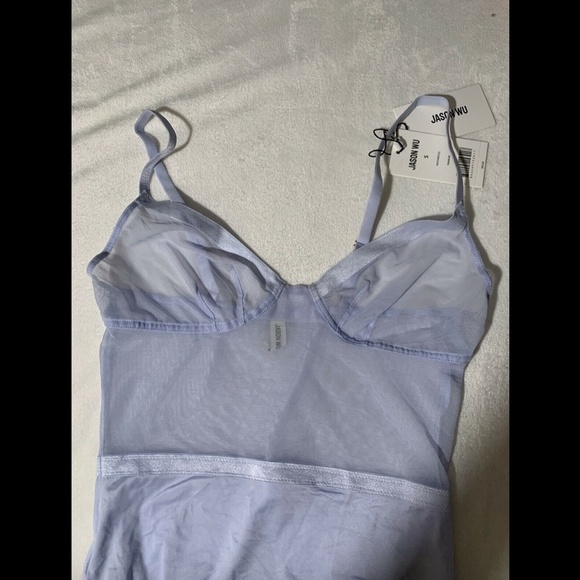 NWT $85 Jason Wu Mesh Band Underwire Thong Bodysuit Heather Ice [‎ Small ] - Picture 4 of 12